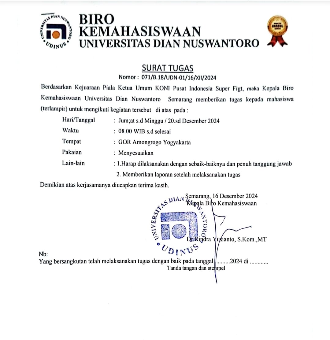 surat tugas kejuaraan